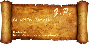 Gubán Patrik névjegykártya